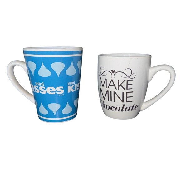 Hersheys "Make Mine Chocolate" & Mini Kisses Mugs - Set Of 2 - Picture 1 of 10
